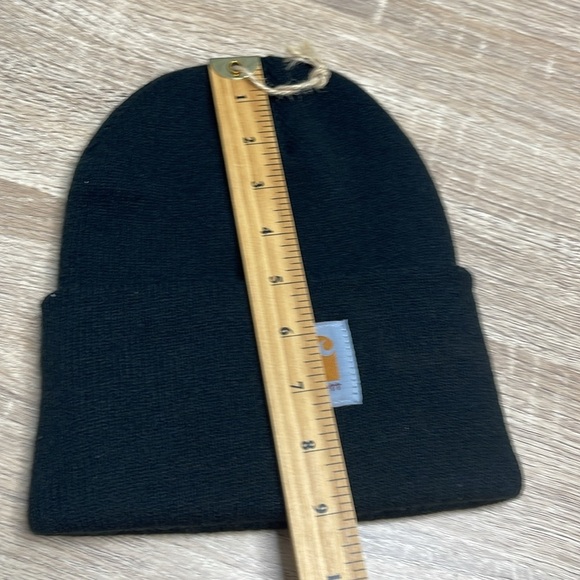 Carhartt Unisex Knit Beanie Black Logo Folded Cuff OS - Picture 6 of 8